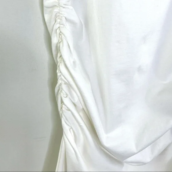 Missufe White Sleeveless Tank Ruched Knee Length Bodycon Maternity Dress M - Picture 6 of 9